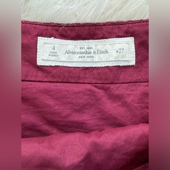 Y2K Abercrombie Fitch Tweed Mini Skirt Womens‎ Size 4 Burgundy Gold Trim - Picture 3 of 7